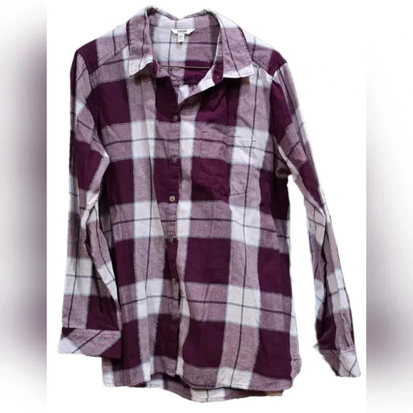Sonoma Tops - Sonoma Goods For Life®, Size L, Everyday Flannel Shirt Purple Plaid